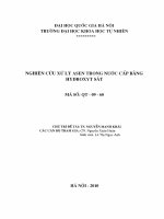 Nghiên cứu xử lý Asen trong nước cấp bằng hydroxyt sắt