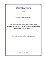 Luận văn thạc sĩ quản trị kinh doanh Một số giải pháp hoàn thiện hoạt động marketing tại ngân hàng thương mại cổ phần á châu chi nhánh đồng nai