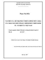 Vai trò của hỗ trợ phát triển chính thức (ODA) của Nhật Bản đối với quá trình phát triển kinh tế - xã hội của Việt Nam