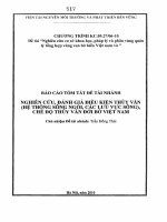 Nghiên cứu, đánh giá điều kiện thủy văn (hệ thống sông ngòi, các lưu vực sông),chế độ thủy văn đới bờ Việt Nam