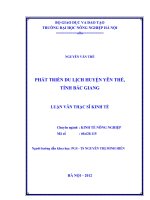 Phát triển du lịch huyện yên thế, tỉnh bắc giang