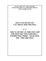 báo cáo đánh giá tác động môi trường dự án đầu tư lắp đặt lò THIÊU hủy CHẤT THẢI NGUY hại” KHU XUÂN MAI 1   PHƯỜNG PHÚC THẮNG   THỊ xã PHÚC yên   TỈNH VĨNH PHÚC