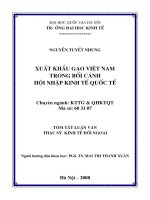 Xuất khẩu gạo Việt Nam trong bối cảnh hội nhập kinh tế quốc tế