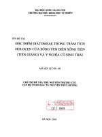 Đặc điểm Diatomeae trong trầm tích Holocen cửa vùng ven biển sông Tiền (Tiền Giang) và ý nghĩa cổ sinh thái