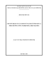 Chuyển dịch cơ cấu kinh tế ngành ở Tỉnh Sơn La theo hướng công nghiệp hóa, hiện đại hóa