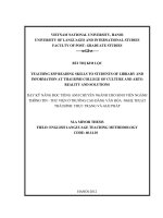 Dạy kỹ năng đọc tiếng Anh chuyên ngành cho sinh viên ngành Thông tin - Thư viện ở trường cao đẳng văn hóa nghệ thuật Thái Bình
