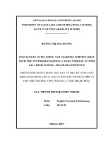 Những khó khăn trong việc dạy và học kỹ năng viết theo sách tiếng anh 11 ( hệ cơ bản) đối với giáo viên và học sinh trường THPT Tĩnh Gia 5, tỉnh Thanh Hóa