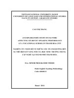 Nghiên cứu thăm dò những yếu tố ảnh hưởng đến sự thể hiện kỹ năng nói của học sinh trường trung cấp nghề ở thành phố Thanh Hóa