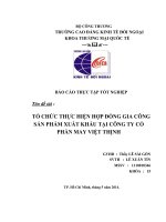 TỔ CHỨC THỰC HIỆN HỢP ĐỒNG GIA CÔNG SẢN PHẨM XUẤT KHẨU TẠI CÔNG TY CỔ PHẦN MAY VIỆT THỊNH