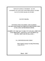 Nghiên cứu việc dạy và học từ vựng dựa trên nền tảng hình thức - nội dung làm tâm điểm tại trường THPT Chuyên Hạ Long