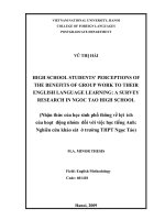 Nhận thức của học sinh phổ thông về lợi ích của hoạt động nhóm đối với việc học tiếng Anh nghiên cứu khảo sát ở trường THPT Ngọc Tảo