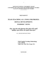 Team-teaching as a tool for professional development - insiders' views = Dạy cặp như một phương tiện phát triển nghề nghiệp quan điểm của người tham gia