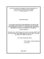 Tìm hiểu về các vấn đề mà giáo viên và học sinh trường THPT- Dân tộc Nội trú Đại học Lâm nghiệp gặp phải trong việc dạy và học phát âm Tiếng Anh