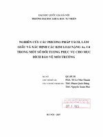 Nghiên cứu các phương pháp tách, làm giàu và xác định các kim loại nặng As, Cd trong một số đối tượng phục vụ cho mục đích bảo vệ môi trường