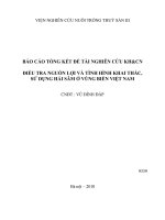 Điều tra nguồn lợi và tình hình khai thác, sử dụng Hải sâm ở vùng biển Việt Nam Viện NC Nuôi trồng Thuỷ sản