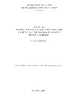 Nghiên cứu chế tạo hạt nano kim loại và bước đầu thử nghiệm ứng dụng trong y - sinh học