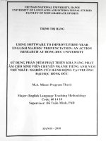 Sử dụng phần mềm phát triển khả năng phát âm cho sinh viên chuyên ngành tiếng Anh năm thứ nhất  nghiên cứu hành động tại trường Đại học Hồng Đức