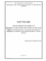 Nghiên cứu xây dựng định hướng và các phương án giảm phát thải khí nhà kính trên cơ sở đảm bảo các mục tiêu phát triển kinh tế - xã hội của Việt Nam