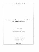 Nhận dạng và phân loại các thực thể có tên cho văn bản tiếng Việt