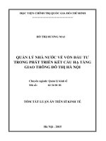Quản lý nhà nước về vốn đầu tư trong phát triển kết cấu hạ tầng giao thông đô thị hà nội (TT)