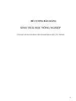 ĐỀ CƯƠNG BÀI GIẢNG  SINH THÁI HỌC NÔNG NGHIỆP  (TÀI LIỆU DÙNG CHO SINH VIÊN NGÀNH KHOA HỌC CÂY TRỒNG)