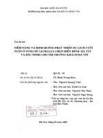 Tiềm năng và định hướng phát triển du lịch cuối tuần ở vùng du lịch 1 (Lựa chọn điển hình  Hà Tây và Bắc Ninh