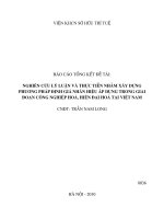 Nghiên cứu lý luận và thực tiễn nhằm xây dựng phương pháp định giá nhãn hiệu áp dụng trong giai đoạn công nghiệp hoá, hiện đại hoá tại Việt Nam