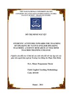 Students’ Attitudes Towards the Teaching of Speaking by Native-English-Speaking Teachers  A Survey Research at Thai Binh Teacher Training College