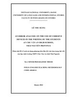 hân tích lỗi về cách sử dụng phương tiện liên kết văn bản trong bài viết của học sinh trường THPT Chu Văn An tỉnh Thái Nguyên