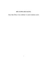 ĐỀ CƯƠNG BÀI GIẢNG  THỊ TRƯỜNG TÀI CHÍNH VÀ BẤT ĐỘNG SẢN