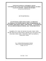 AN INVESTIGATION INTO USING AUTHENTIC MATERIALS TO SUPPLEMENT THE COURSEBOOK ON TEACHING SPEAKING SKILL FOR GRADE – 12 STUDENTS IN GIA BINH II HIGH SCHOOL, BAC NINH PROVINCE