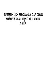 SỨ MỆNH LỊCH SỬ CỦA GIAI CẤP CÔNG NHÂN VÀ CÁCH MẠNG XÃ HỘI CHỦ NGHĨA