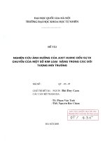 Nghiên cứu ảnh hưởng của axit humic đến sự di chuyển của một số kim loại nặng trong các đối tượng môi trường