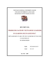 Problems faced by Vietnamese learners in learning IELTS listening = Những khó khăn của học viên Việt Nam khi học kỹ năng nghe của bài thi IELTS