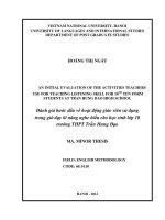 Đánh giá bước đầu về hoạt động giáo viên sử dụng trong giờ dạy kĩ năng nghe hiểu cho học sinh lớp 10 trường THPT Trần Hưng Đạo