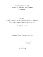 Nghiên cứu hoạt chất sinh học từ một số cây thuốc Việt Nam dùng trong điều trị sốt rét