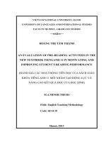 Đánh giá các hoạt động tiền đọc của sách giáo khoa Tiếng Anh 11 mới nhằm tạo động lực và nâng cao kết quả đọc của học sinh