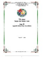 Thư mục luận án luận văn tập 2: ngành khoa học tự nhiên