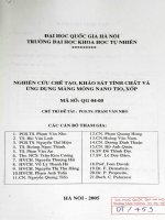 Nghiên cứu chế tạo, khảo sát tính chất và ứng dụng màng mỏng NaNo TiO2 xốp tt