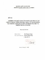 Nghiên cứu khả năng ứng dụng Lectin và các chất có hoạt tính sinh học khác từ nguồn động vật trong chuẩn đoán một số bệnh ung thư và nhiễm trùng ở người