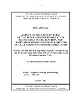 Nghiên cứu tính hiệu quả ứng dụng công nghệ thông tin trong việc dạy kỹ năng nghe tiếng Anh 10 tại trường phổ thông Hermann Gmeiner - Vinh