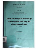 Nghiên cứu xây dựng hệ thống bài tập tuyển chọn năng khiếu ngoại ngữ của học sinh phổ thông