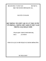 HỆ THỐNG TỔ CHỨC QUẢN LÝ NHÀ NƯỚC VỀ PHÒNG, CHỐNG HIVAIDS Ở VIỆT NAM TRONG GIAI ĐOẠN MỚI