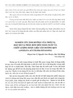 Nghiên cứu ảnh hưởng của thời vụ, mật độ và phân bón đến năng suất và chất lượng dược liệu cây Đương Quy (Angelica Acutiloba Kitagawa