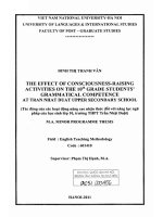 Tác động của các hoạt động nâng cao nhận thức đối với năng lực ngữ pháp của học sinh lớp 10, trường THPT Trần Nhật Duật