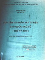 Sưu tầm và khảo sát tư liệu chữ Quốc ngữ cổ (Thế kỷ XVIII
