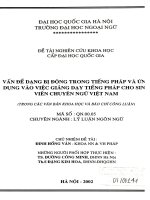 Vấn đề dạng bị động trong tiếng Pháp và ứng dụng vào việc giảng dạy tiếng Pháp cho sinh viên chuyên ngữ Việt Nam