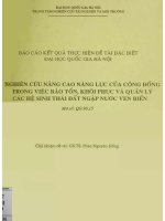Nghiên cứu năng lực của cộng đồng trong việc bảo tồn, khôi phục và quản lý các hệ sinh thái đất ngập nước ven biển