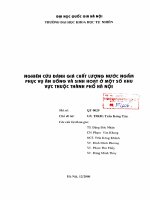 Nghiên cứu đánh giá chất lượng nước ngầm phục vụ ăn uống và sinh hoạt ở một số khu vực thuộc thành phố Hà Nội