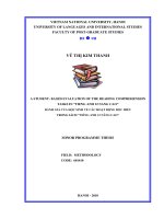 A student - based evaluation of the reading comprehension tasks in  Tieng Anh 12 Nang Cao  = Đánh giá của học sinh về các hoạt động đọc hiểu trong sách